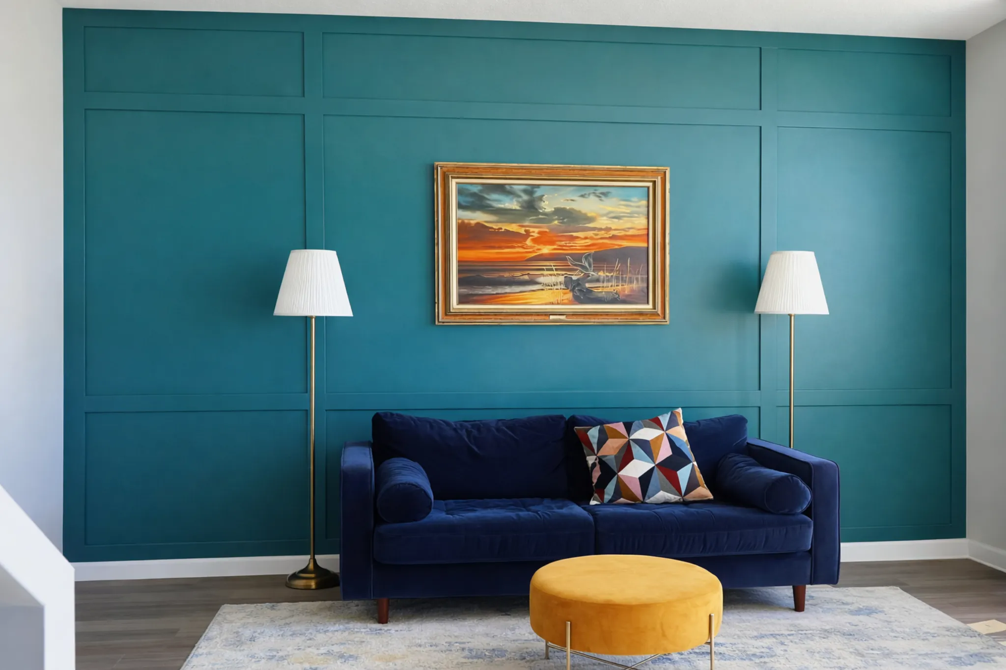 Wainscoting feature wall after